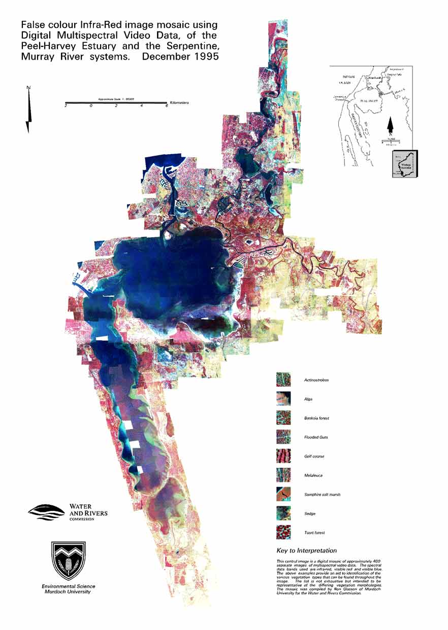 Final Mosaic using bands 4R,3G,2B (False colour infra red image)